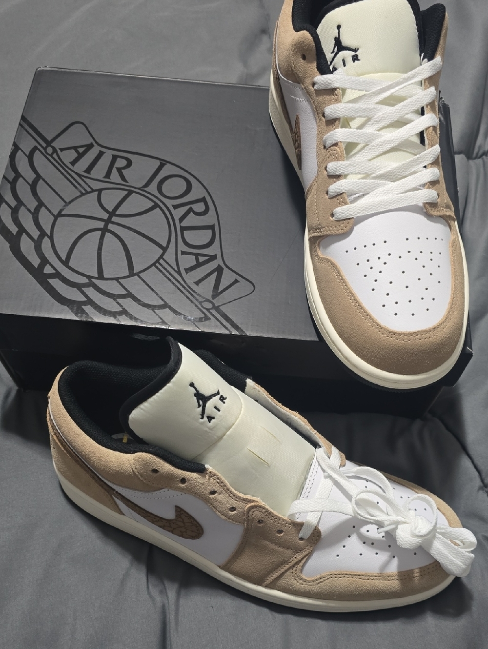 Nike Air Jordan Low Top Sneakers in White and Tan